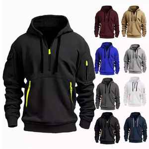 Sudaderas con Capucha de Forro Polar Personalizadas de Alta Calidad para Hombre, Sudadera con Cierre de Cremallera, Cuello Alto, Diseño Liso - Product Image 4