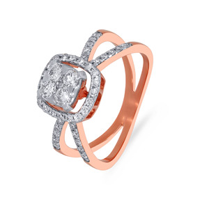 Bague Diamant Éclat Croisé, Bague Diamant Aurore Or Rose, Bague Diamant Éclat du Solstice - Product Image 1
