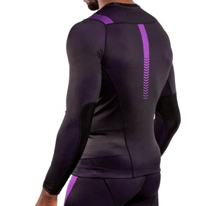 Vente en gros de pare-éruptions pour hommes personnalisés à rayures violettes à col rond extensible à manches longues à prix compétitifs - Product Image 1