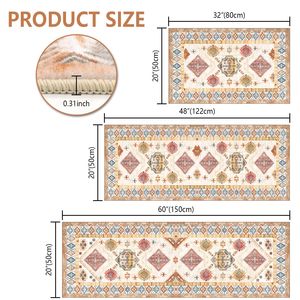 Set di 3 Tappeti da Cucina Antiscivolo in Stile Boho, Tappetini Spessi Imbottiti in PVC, Lavabili, Elegante Collezione di Tappeti da Cucina - Product Image 2
