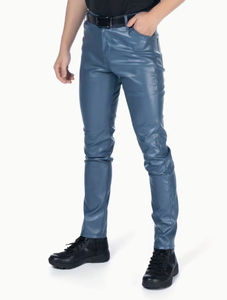 Pantalon en cuir véritable pour homme – Coupe ajustée, confortable, tendance, décontracté, idéal pour l'extérieur - Product Image 1