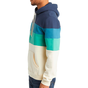 Sudadera con capucha para hombre, diseño color block, azul marino, verde petróleo, crema, estilo casual, ropa de calle, moda de invierno - Product Image 3