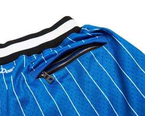 Maßgefertigte Blau-Weiß Gestreifte Shorts mit Sublimationsdruck Sternmuster an der Seitenwand Kordelzug Reißverschlusstaschen Atmungsaktives Material - Product Image 3