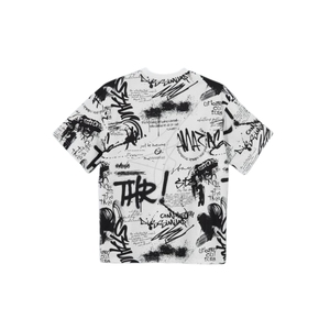 Camiseta de Hombre con Estampado de Grafiti, Oversize, Estampado Completo, Negra y Blanca, Estilo Urbano, Algodón, Venta al por Mayor - Product Image 5