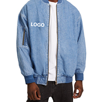 Veste universitaire en jean OEM vintage délavé, coupe oversize, longue devant, personnalisable, respirante, imperméable, style streetwear, mode hip-hop, bleue
