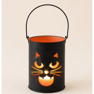Vintage Black Cat Halloween Bucket Luminary Metal Candle Holder Pail for Farmhouse Holiday Porch and Indoor Living Room Set of 2 - Product Image 5