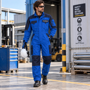 TWILSPORTS <b>Men's</b> Blue Work Coverall Polyester Abrasion Resistant Utility <b>Jumpsuit</b> Long Sleeve Mechanic Uniform - Product Image 2
