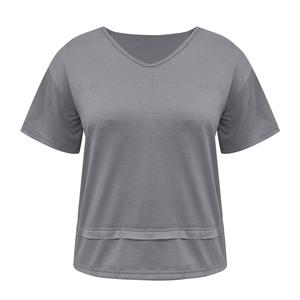 T-shirts en tricot à épaules tombantes, grande taille, 60% coton, manches courtes pour femmes, été, décontracté, couleur unie, col rond, en provenance du Bangladesh - Product Image 5