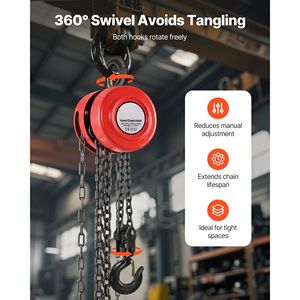 Paranco a Catena Manuale da 2 Tonnellate con Altezza di Sollevamento di 3 Metri e Catena Zincata G70 - Capacità 4400 Libbre per Impieghi Gravosi - Product Image 6