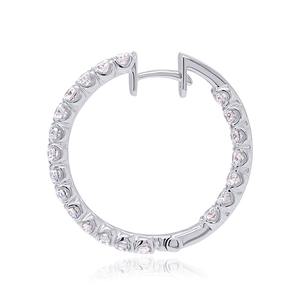 IGI Certified Lab Grown Diamond <b>Hoop</b> Earrings 14K White Gold Rhodium Plated <b>Large</b> Brilliant Cut Luxury Anniversary Wedding Party - Product Image 1