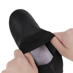 Chaussures de danse en cuir noir à enfiler, semelle souple, sangle élastique, légères, pour femmes et filles, entraînement et pratique - Product Image 2