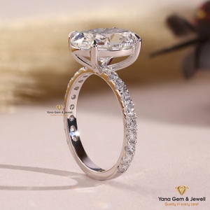 Anillo de Compromiso Personalizado de Oro Blanco con Corte Ovalado, Diamante CVD Cultivado en Laboratorio, Certificado IGI, 3.00 Quilates, Claridad VVS2, Color F, Oro Sólido de 14K - Product Image 3