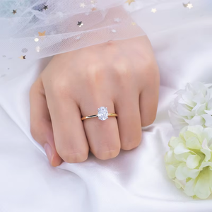 Anillo de compromiso con diamante de corte ovalado, oro rosa, estilo clásico, joyería para mujer - Product Image 4