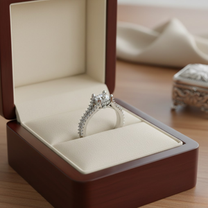 Bague de fiançailles solitaire en diamant véritable 1,00 TCW pour femme en or blanc 14 carats |   Bijoux de mariée raffinés à taille ronde avec pierres d'appoint - Product Image 2