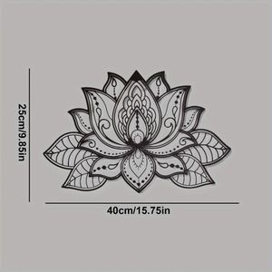 CIFbuy Decorazione da parete Boho, decorazione da parete in metallo con mandala nero, design a forma di fiore di loto per camera da letto, soggiorno, ufficio, spazio per la meditazione - Product Image 2