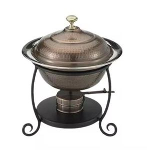 Modern Cage Casserole Premium Food Warmers Silver Dome <b>Buffet</b> <b>Server</b> with Tall Vertical Stainless Steel Pillar Stand - Product Image 5