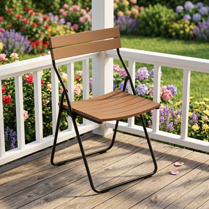 Chaise de jardin pliante d'extérieur avec structure métallique, assise à lattes, écologique, durable, imperméable, facile à déplacer, portable, pour patio et salon de jardin - Product Image 3