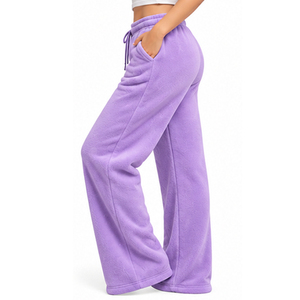 <b>Womens</b> Casual <b>Fleece</b> Flared <b>Trousers</b> Wide Leg Sweatpants Custom Winter Apparel Manufacturer Wholesale OEM ODM Private Label - Product Image 4