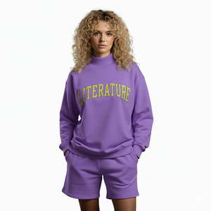 Women Mockneck Solid Winter Top and Shorts <b>Set</b> Crafted Using Advanced <b>Sewing</b> Techniques for Durable and Neat Garment Finish - Product Image 1