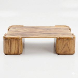 Mesa de Centro Moderna y Ecológica de Madera Suar, Diseño Único con Base de Bloques, Acabado Natural de Alta Calidad, Mueble Sólido y Duradero para el Hogar - Product Image 2