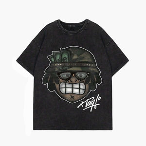 T-shirt unisexe élégant en polyester/coton, délavé à la pierre et à l'acide, coupe ajustée, respirant, confortable, durable, grandes tailles, haute qualité - Product Image 1