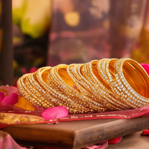 Women's Traditional Bridal Ethnic Fashion Gold Plated Crystal Stone <b>Bangles</b> <b>Set</b> 10575602PU_2.8 - Product Image 3
