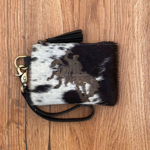2025 nouvelle grande capacité Western en cuir véritable bracelet peau de vache gravé au Laser gland fermeture éclair pochette longue téléphone portable véritable - Product Image 2