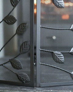 Botanical Vine Metal Fireplace <b>Screen</b> Three Panel Folding Fine Mesh Spark Guard Decorative Hearth Safety <b>Protector</b> - Product Image 2