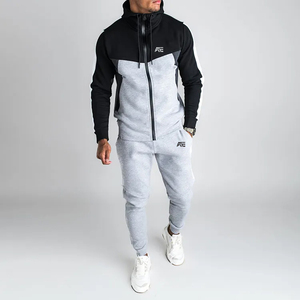 Ensemble de survêtement personnalisé pour homme avec blocs de couleur, veste zippée intégrale et pantalon de jogging, vêtements de sport avec logo personnalisé - Product Image 4