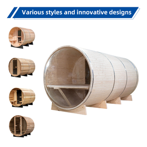 Cabina de Sauna de Madera Maciza de Hemlock para Acampar al Aire Libre, con Ventana Panorámica de Vidrio y Juego de Muebles, para 4-6 Personas - Product Image 6
