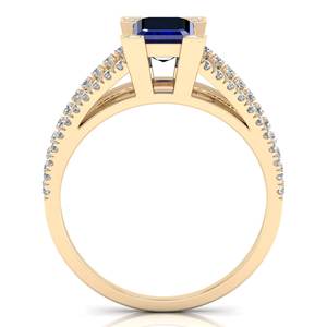 Bagues de Mariage REYES de Luxe en Or Jaune 14K avec Saphir Bleu pour Femme – Bijoux Fins au Design Élégant, Idéales pour Fiançailles et Cadeaux de Fête - Product Image 4