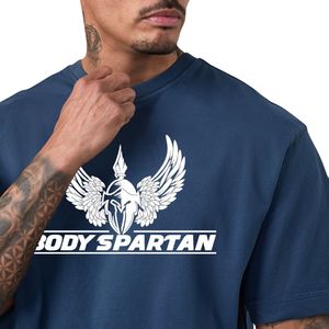 T-shirt graphique délavé bleu marine pour homme, en coton, coupe oversize, col rond, manches courtes, style streetwear décontracté, doux, respirant et tendance - Product Image 6
