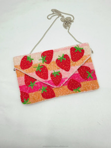 Pochette à motif de fruits de créateur sac à main perlé fait à la main sac à main personnalisé élégant soirée mariage fête luxe mode sac à main - Product Image 6