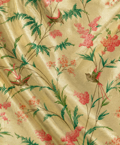 Aura Botanical Gold Zari Silk Cotton Floral <b>Fabric</b>-Lightweight Organic Eco-Friendly Wrinkle Resistant for Wedding & Home Decor - Product Image 1