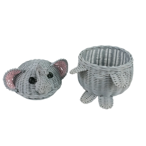 Adorable Elephant Shape Toy <b>Storage</b> <b>Basket</b> Rattan Nursery Room Furniture Kids Room <b>Storage</b> Solution For Life Wholesale - Product Image 2