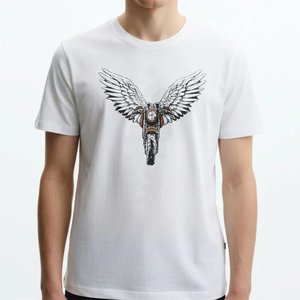 Nouveautés : T-shirts blancs pour hommes avec logo personnalisé, style vintage Highstreet, col rond, tissu respirant et confortable, vêtements d'extérieur - Product Image 1