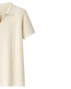 Polo de Punto Trenzado para Hombre, Manga Corta, Verano, Casual, Corte Ajustado, Tejido Texturizado, Fabricante Mayorista OEM ODM con Logotipo Personalizado - Product Image 2