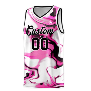 Maillot de basket-ball personnalisé imprimé par transfert thermique, maille respirante, séchage rapide, unisexe, col en V, sans manches, polyester, uniforme d'équipe pour adultes - Product Image 6