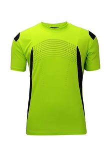 T-shirt en tricot à manches courtes pour homme, coupe ajustée, col rond, uni, décontracté, coton, élasthanne/polyester, séchage rapide, bleu, vert fluo, sublimation - Product Image 5