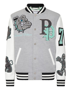 Unisex Varsity Jacket Brown <b>Yellow</b> Woolen Waterproof Embroidered Letter Logo Turn-down Collar Single Button Preppy Style Autumn - Product Image 3