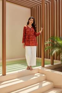 Tunica da donna in seta Delta stampata stile Angrakha, stampa digitale, scollo a V, manica lunga, ampia gonna a tre metri, lunghezza regolare, completamente cucita - Product Image 2