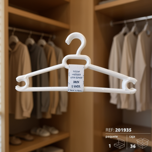 Appendiabiti in plastica bianchi, confezione da 5 unità, extra resistenti per riporre vestiti - Product Image 3