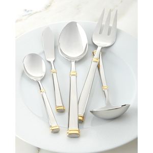 Ensemble de couverts durables en acier inoxydable rose gold fantaisie avec poignée à motif de pierre unique, faciles à nettoyer, pour hôtel - Product Image 2