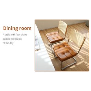 Set di 2 Sedie da Pranzo Moderne Stile Mid-Century Design Breuer, in Ecopelle e Rattan con Gambe Cromate - Product Image 2