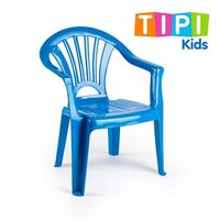 Silla Infantil de Plástico Resistente para Jardín, Redonda, de Estilo Contemporáneo, Color Azul