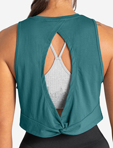 Venta al por mayor personalizada: Novedad de primavera, chaleco sin mangas con cuello redondo y diseño hueco, top corto acanalado suave para mujer - Product Image 3