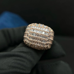 Fully Iced Out Baguette Cut Moissanite Diamond Men's Engagement <b>Ring</b> <b>Pinky</b> Boss <b>Ring</b> 925 Sterling <b>Silver</b> Hip Hop Style Jewelry - Product Image 4