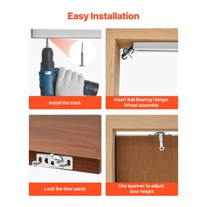 Kit Binario per Porta Scorrevole a Scomparsa da 113,5 cm con Meccanismo Soft-Close per Scorrimento Liscio e Silenzioso, Ideale per Uso Esterno e Scolastico - Product Image 6
