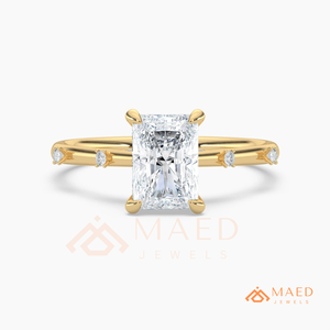 18K Gold Plated Radiant Cut Moissanite Engagement <b>Ring</b> Lab Grown Diamond Bridal Jewelry Women USA Luxe - Product Image 5