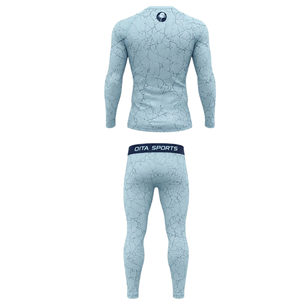 Ensemble de vêtements de sport pour homme, manches longues et leggings, bleu ciel, performance active, compression, entraînement, fitness, gym, sportswear, athlétique - Product Image 2